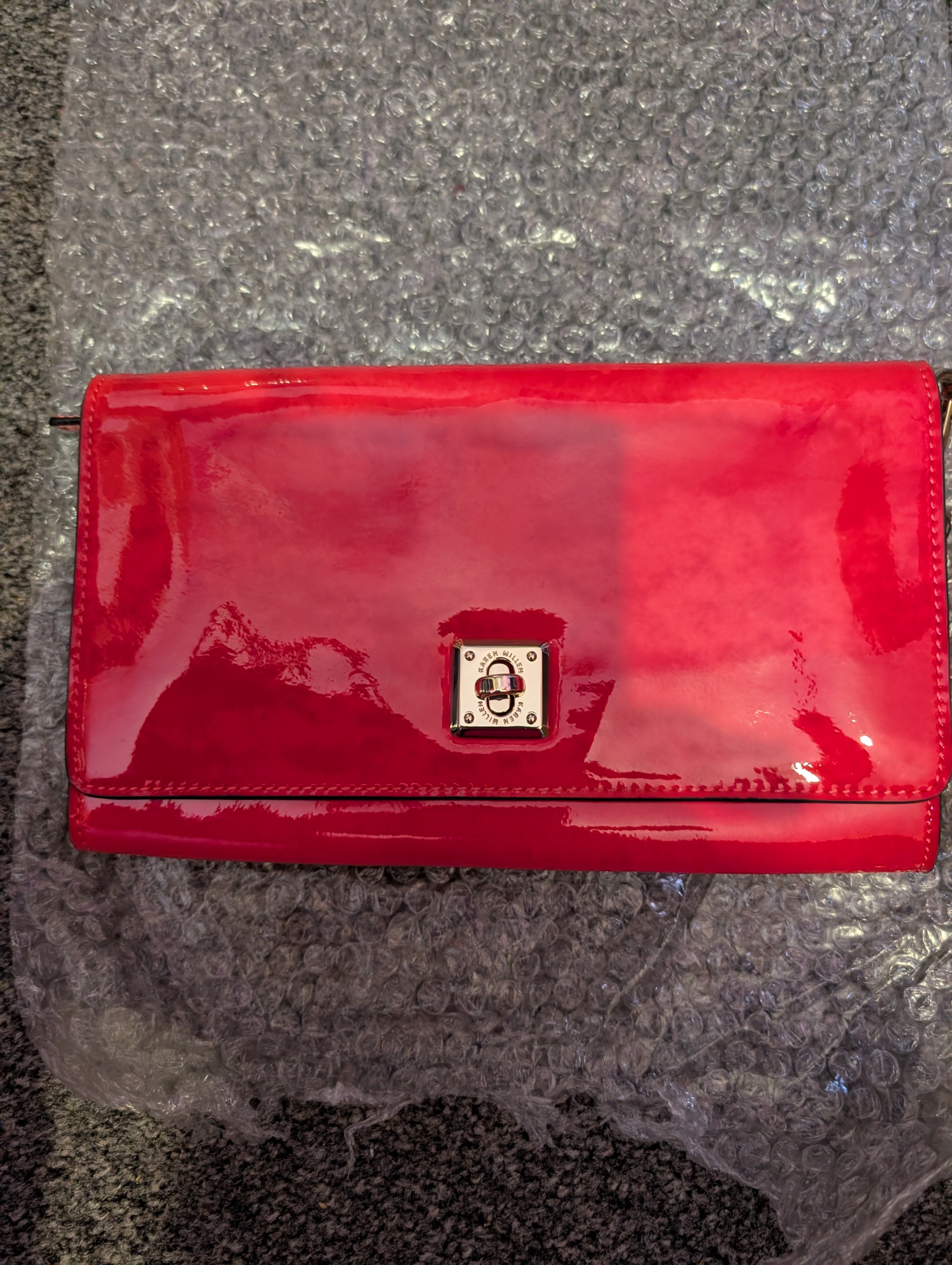 Karen Millen Red Patent Leather Crossbody Bag brand new