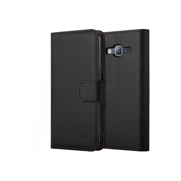 Samsung Galaxy J3 Book Flip Case Black Leather Wallet