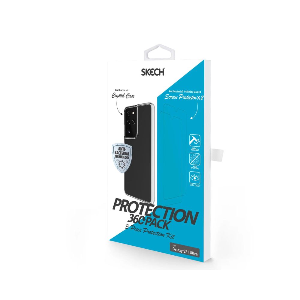 Samsung Galaxy S21 Ultra Skech 3 Piece Kit (2 Film Screen Protectors + Clear Case)
