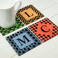 Personalised Set of Four Glass Coasters - Art Deco Design