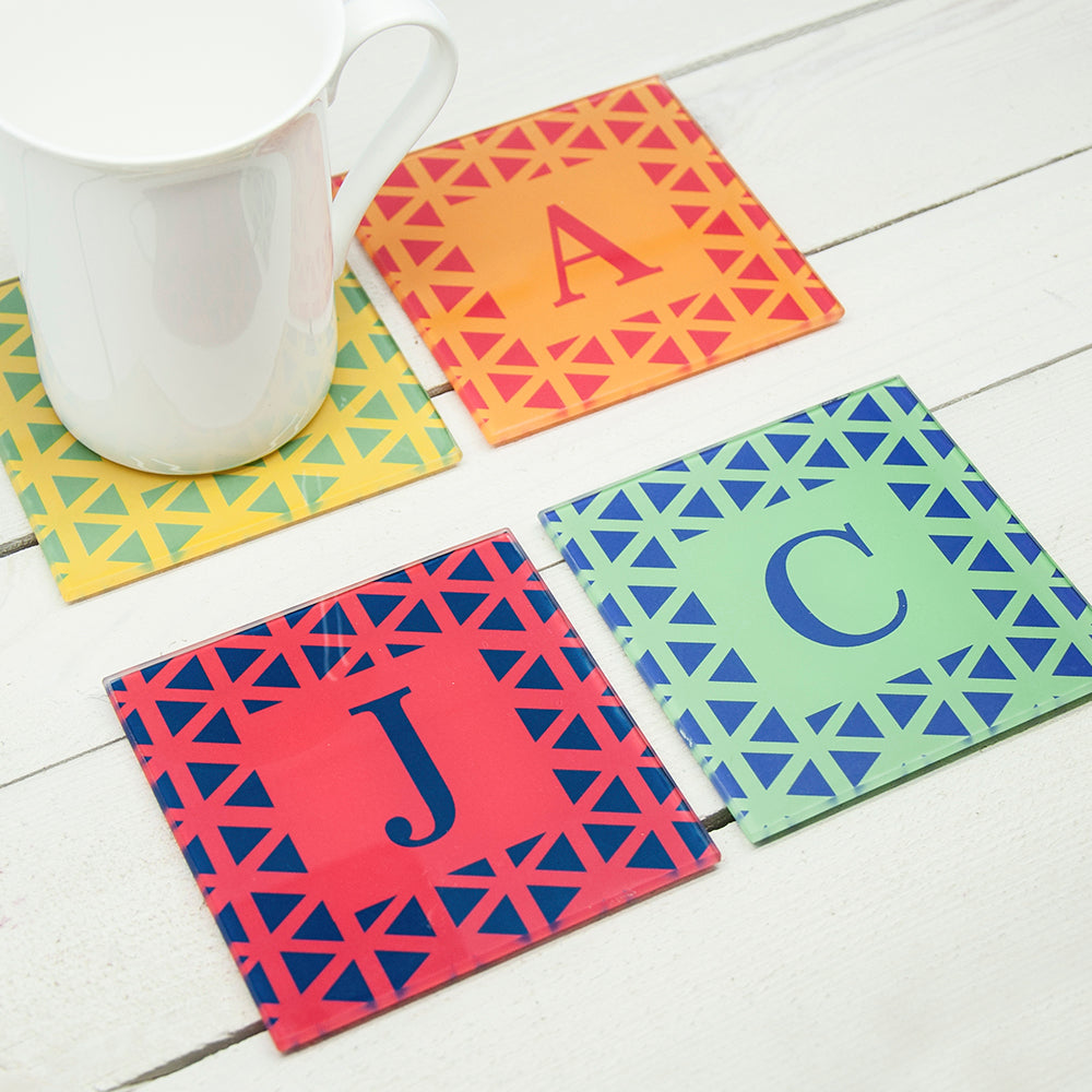 Personalised Set of Four Glass Coasters - Vibrant Design