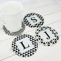 Set Of Four Glass Coasters - Black & White Design