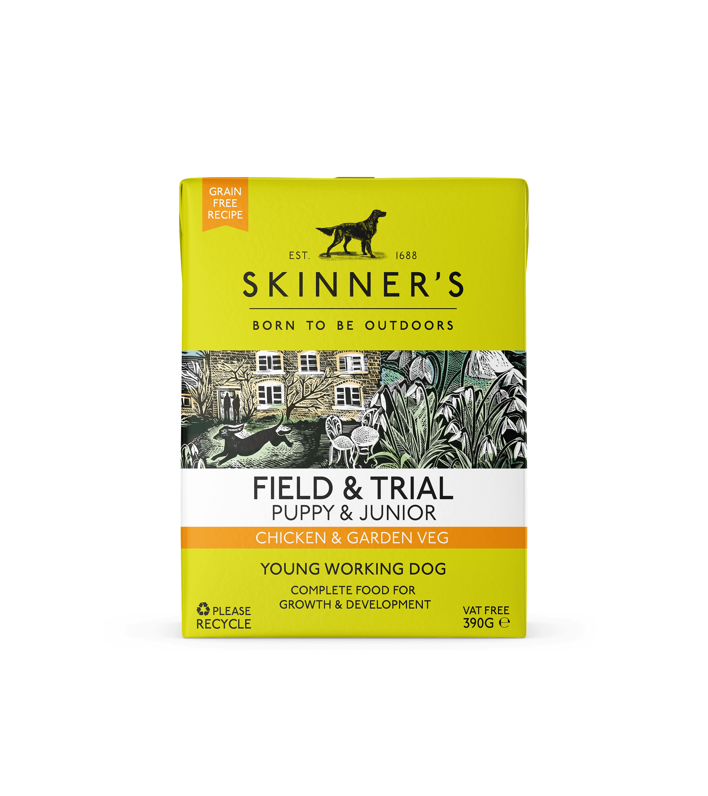 Skinners Field & Trial Puppy & Junior Chicken & Garden Veg GF 18 x 390g