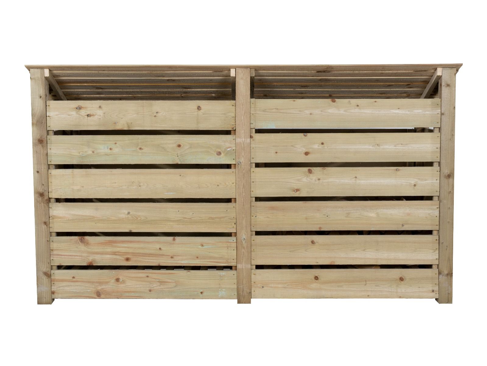 Slatted Wooden Log Store with Doors W-227cm, H-126cm or 180cm, D-88cm