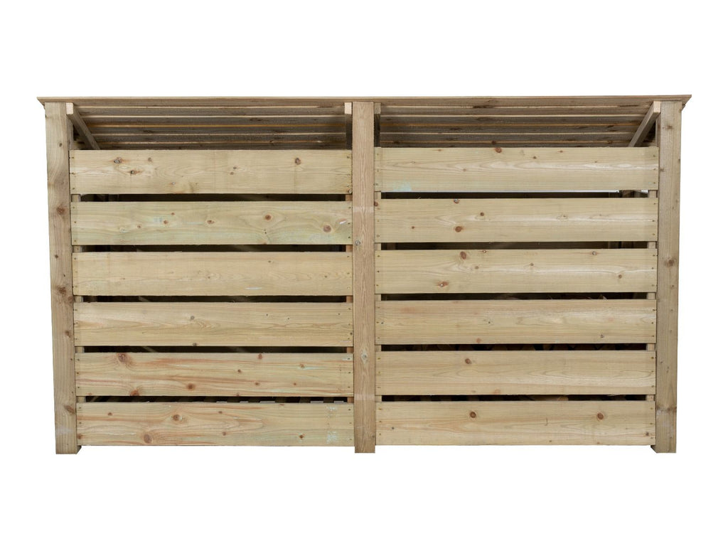 Slatted Wooden Log Store with Shelf W-227cm, H-126cm or 180cm, D-88cm