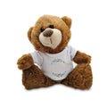 Soft Dark Brown Teddy Bear Toy with T-shirt with Name and Wreath Design
