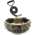 Spiked Collar & Lead Matching Set.
