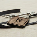 Personalised Square Wooden Key Ring - Initial and Name