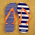 Personalised Striped Flip Flops in Blue and Orange