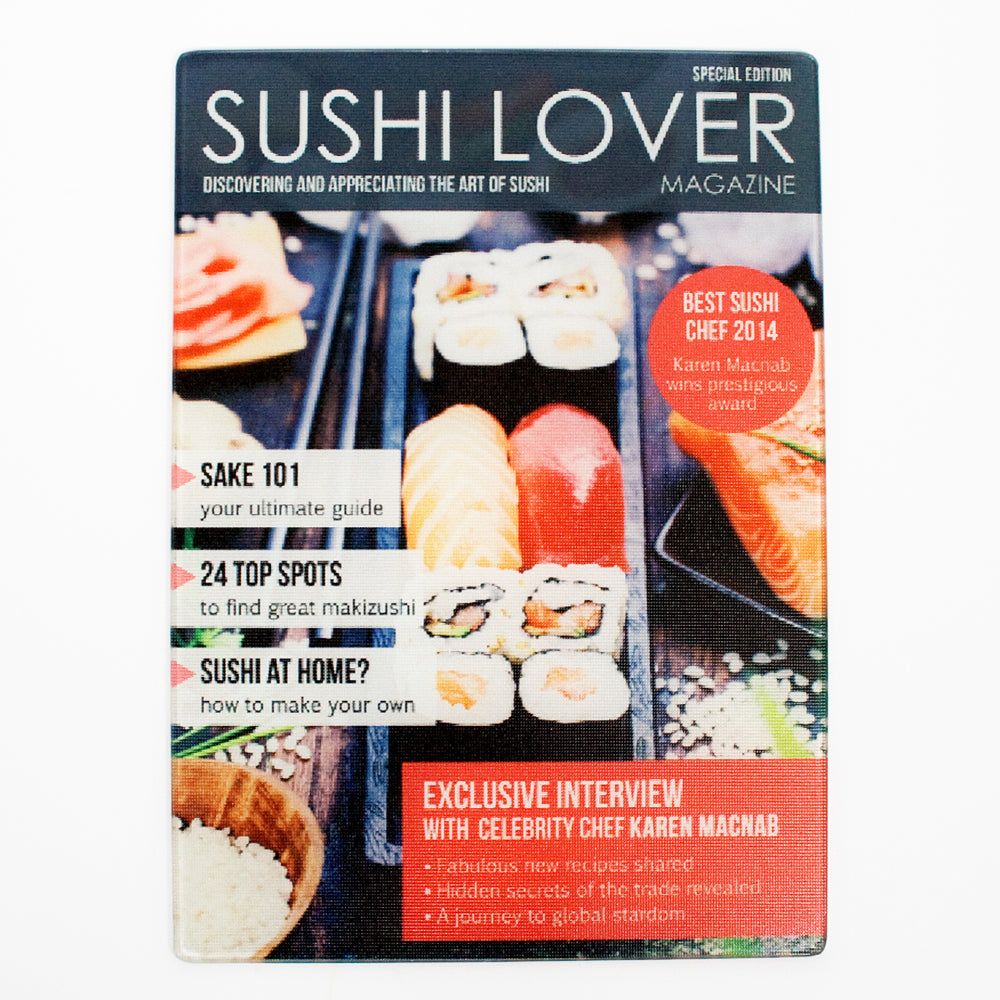 Personalised Sushi Lover Magazine, Personalised Glass Chopping Board