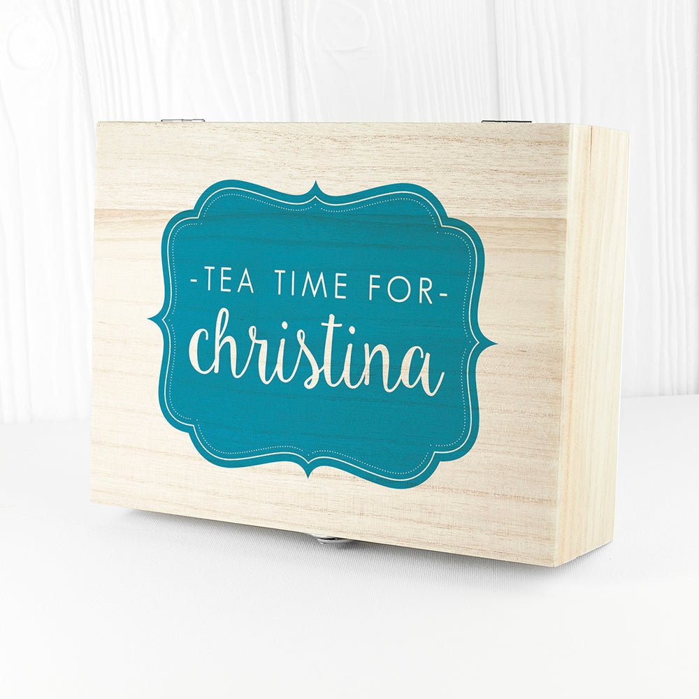 Time For Tea! Colourful Personalised Wooden Tea Box
