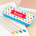 Personalised Personalised Girl's Patterned Blue Pencil Case Tin