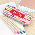 Personalised Personalised Girl's Patterned Pencil Case Tin