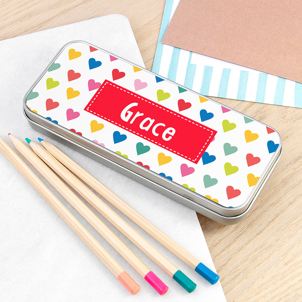 Personalised Personalised Girl's Patterned Pencil Case Tin