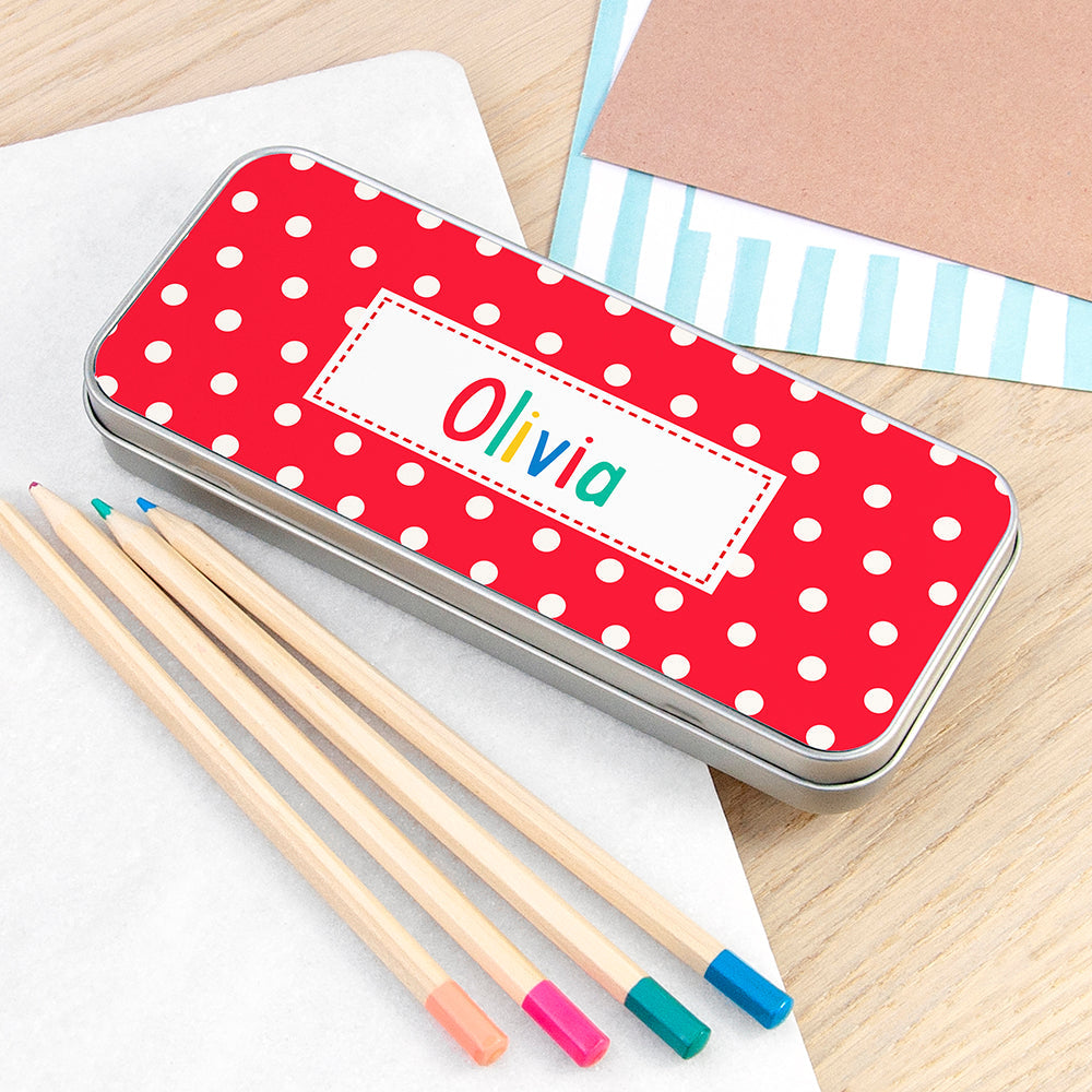 Personalised Personalised Girl's Patterned Pencil Case Tin