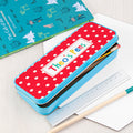 Personalised Personalised Girl's Patterned Blue Pencil Case Tin