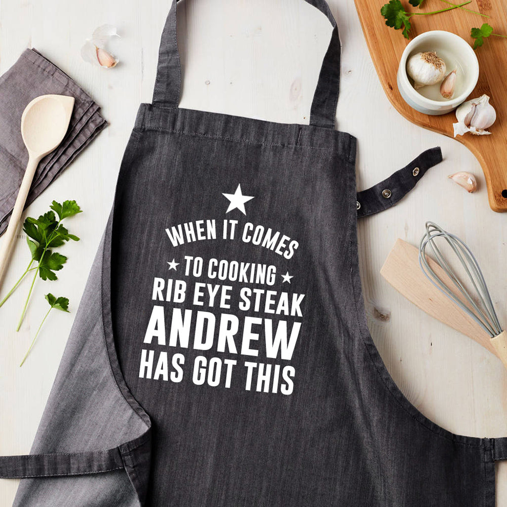 Personalised Personalised Grey Denim Cooking Apron