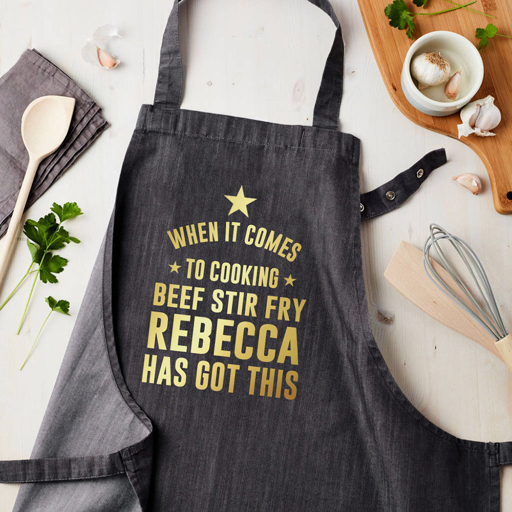 Personalised Personalised Grey Denim Cooking Apron