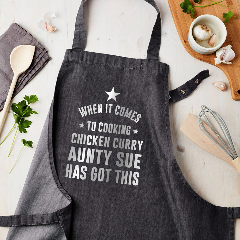 Personalised Personalised Grey Denim Cooking Apron