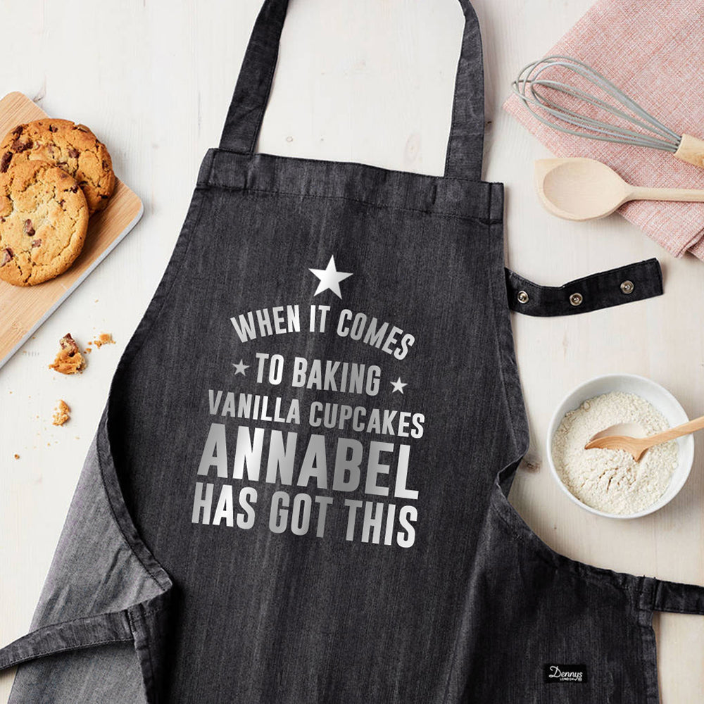 Personalised Personalised Grey Denim Baking Apron