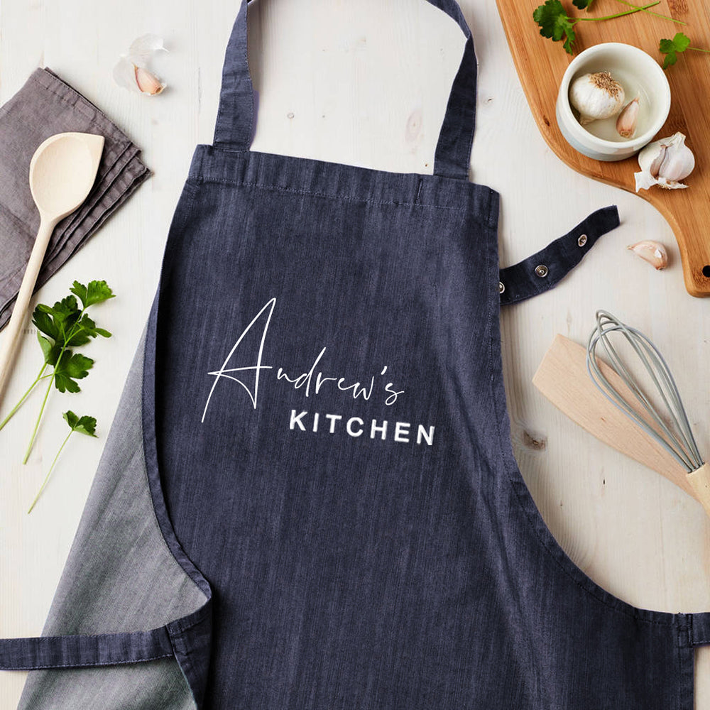Personalised Personalised Blue Denim Kitchen Apron