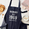 Personalised Personalised Blue Denim Established Year Apron