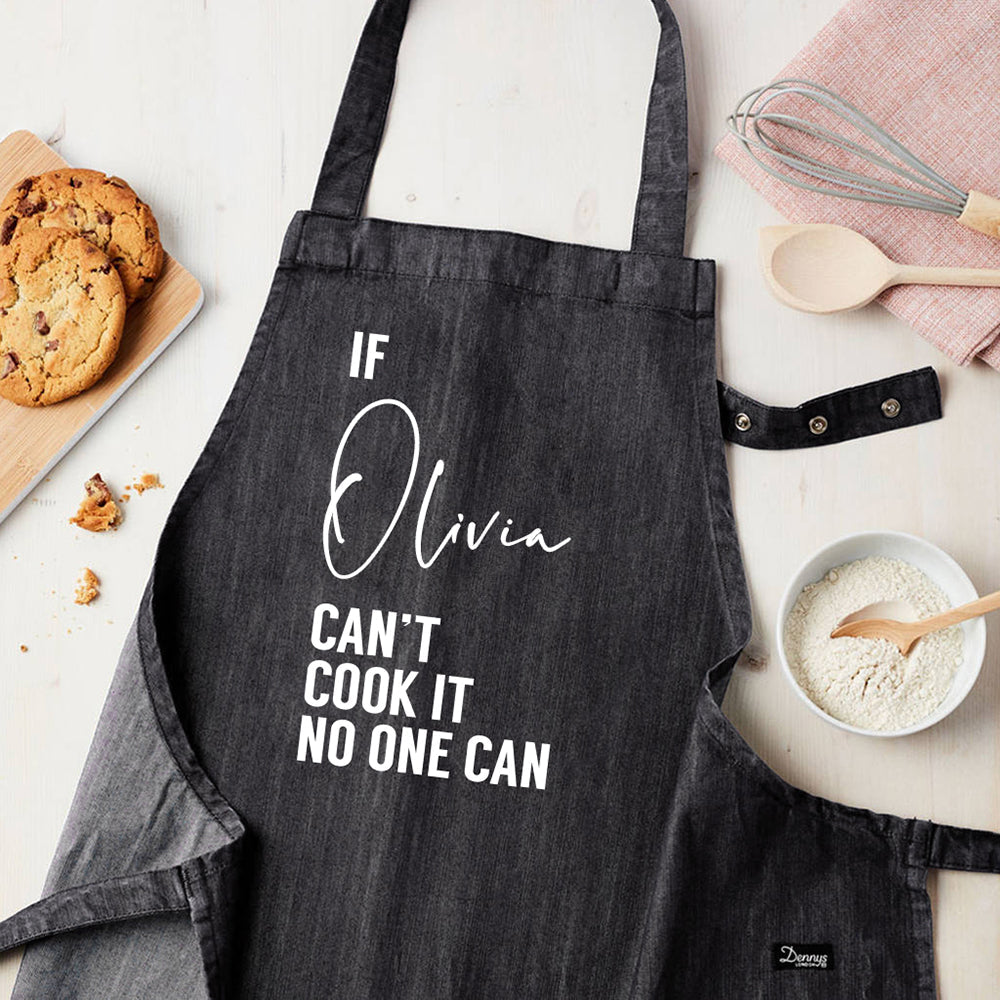 Personalised Personalised Grey Denim Can Cook It Apron
