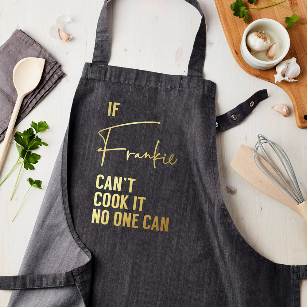 Personalised Personalised Grey Denim Can Cook It Apron