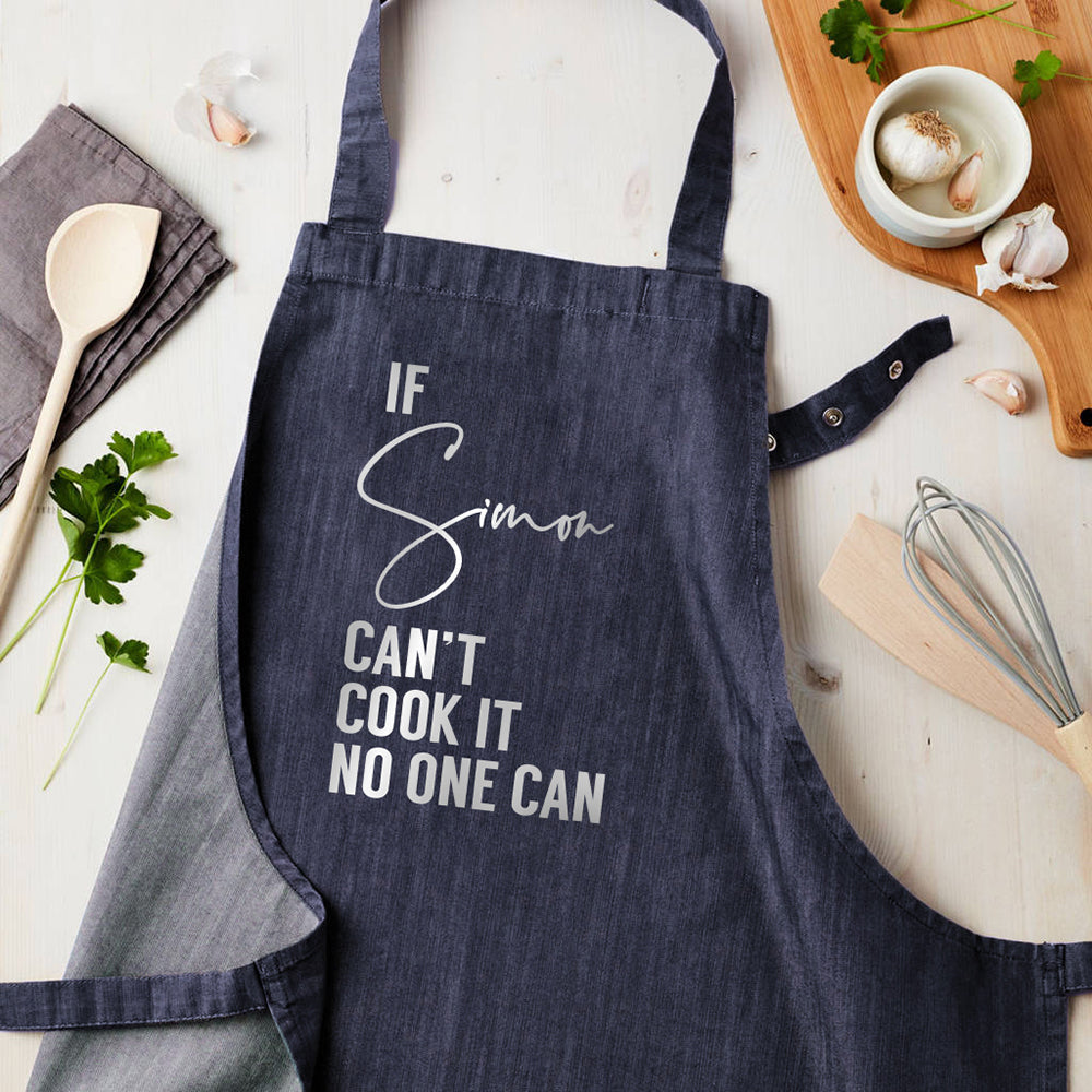 Personalised Personalised Blue Denim Can Cook It Apron