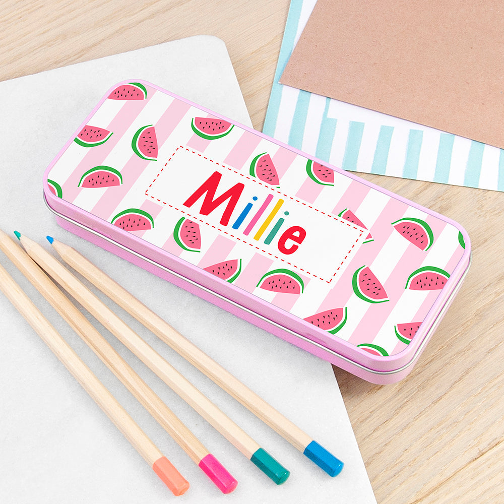 Personalised Personalised Melon Pattern Pencil Case Tin