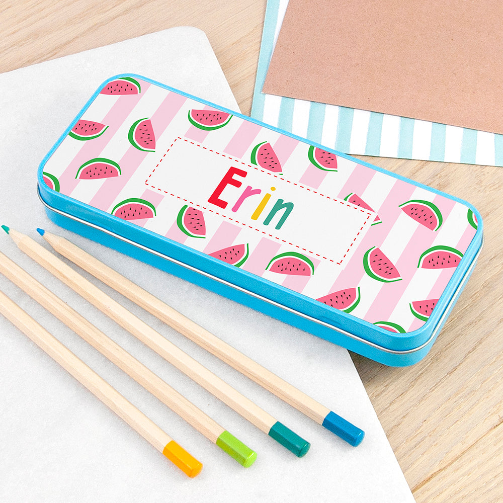 Personalised Personalised Melon Pattern Pencil Case Tin
