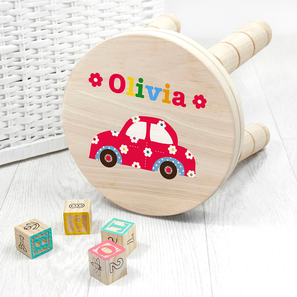 Personalised Personalised Kid's Cute Car Wooden Stool