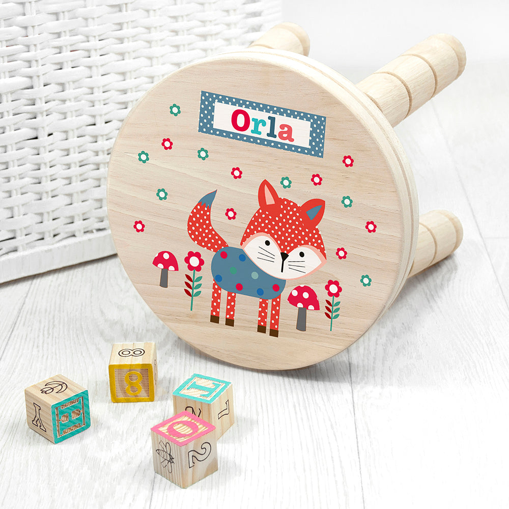 Personalised Personalised Kid's Fox Wooden Stool