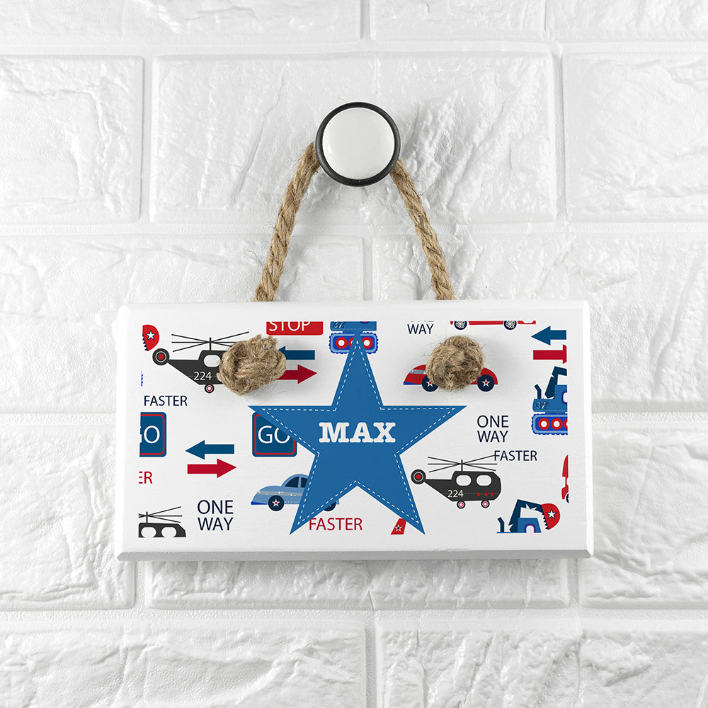 Personalised Personalised Kid's Transport White Door Sign
