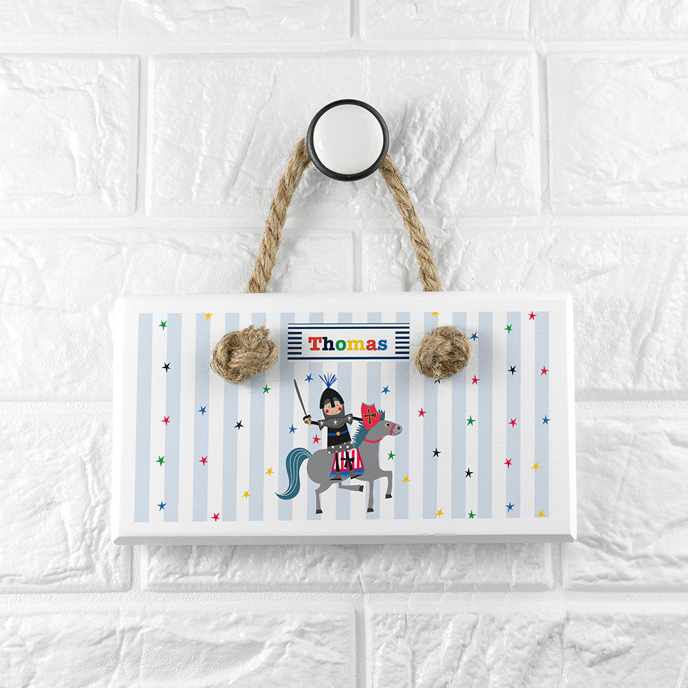 Personalised Personalised Kid's Knight White Door Sign