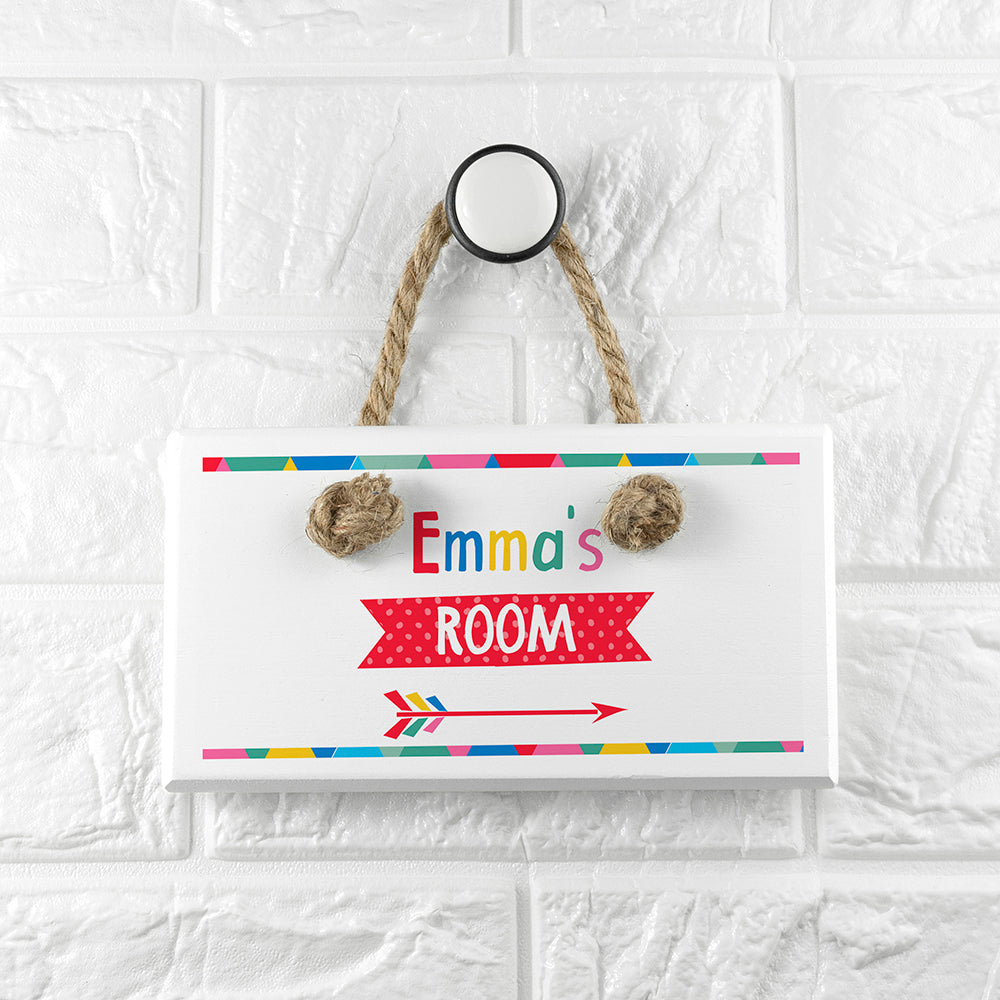 Personalised Personalised Kid's Colourful White Door Sign