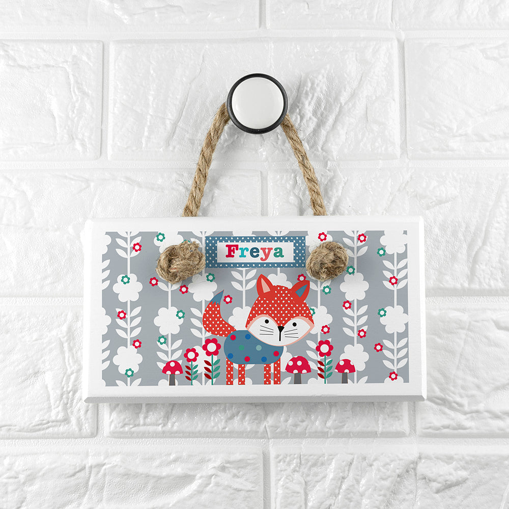 Personalised Personalised Kid's Little Fox White Door Sign