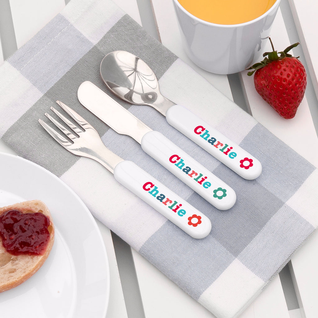 Personalised Kids Little Fox Metal Cutlery Set