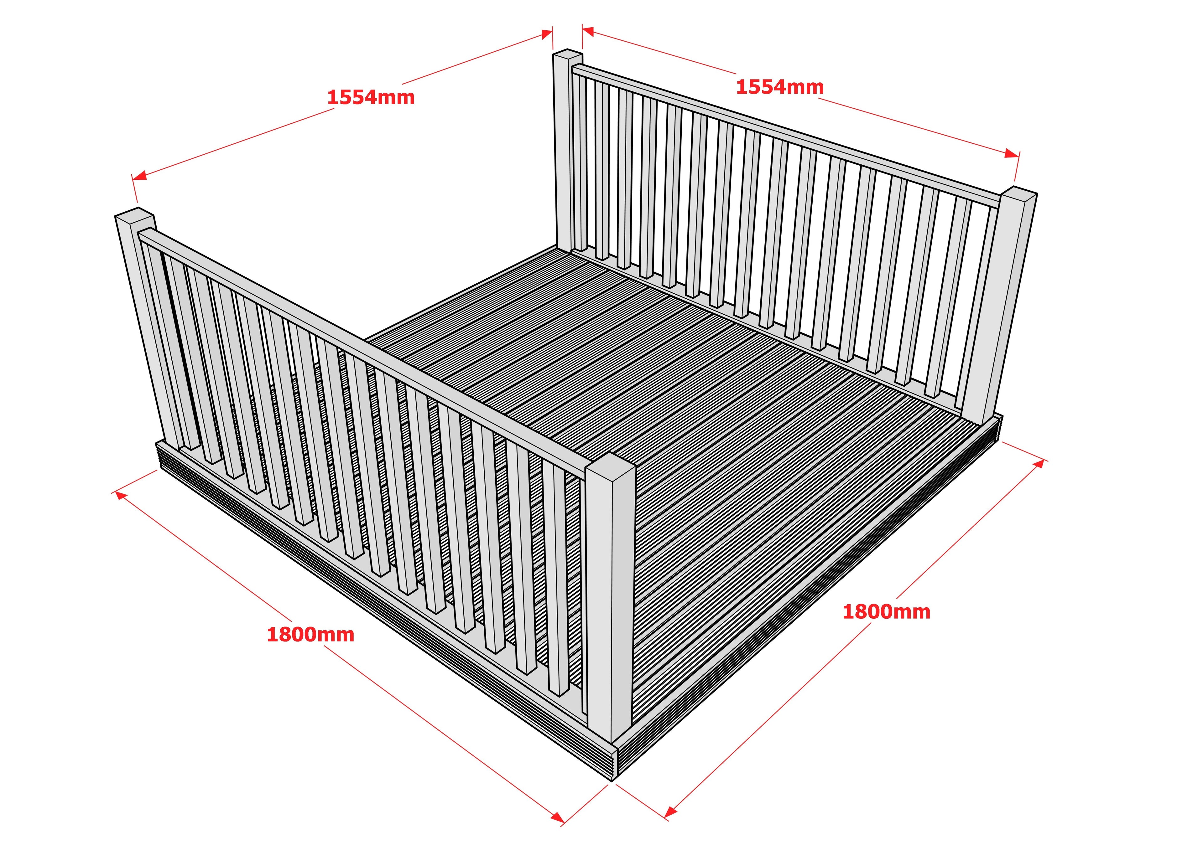 Decking Kit With Two Side Balustrade
