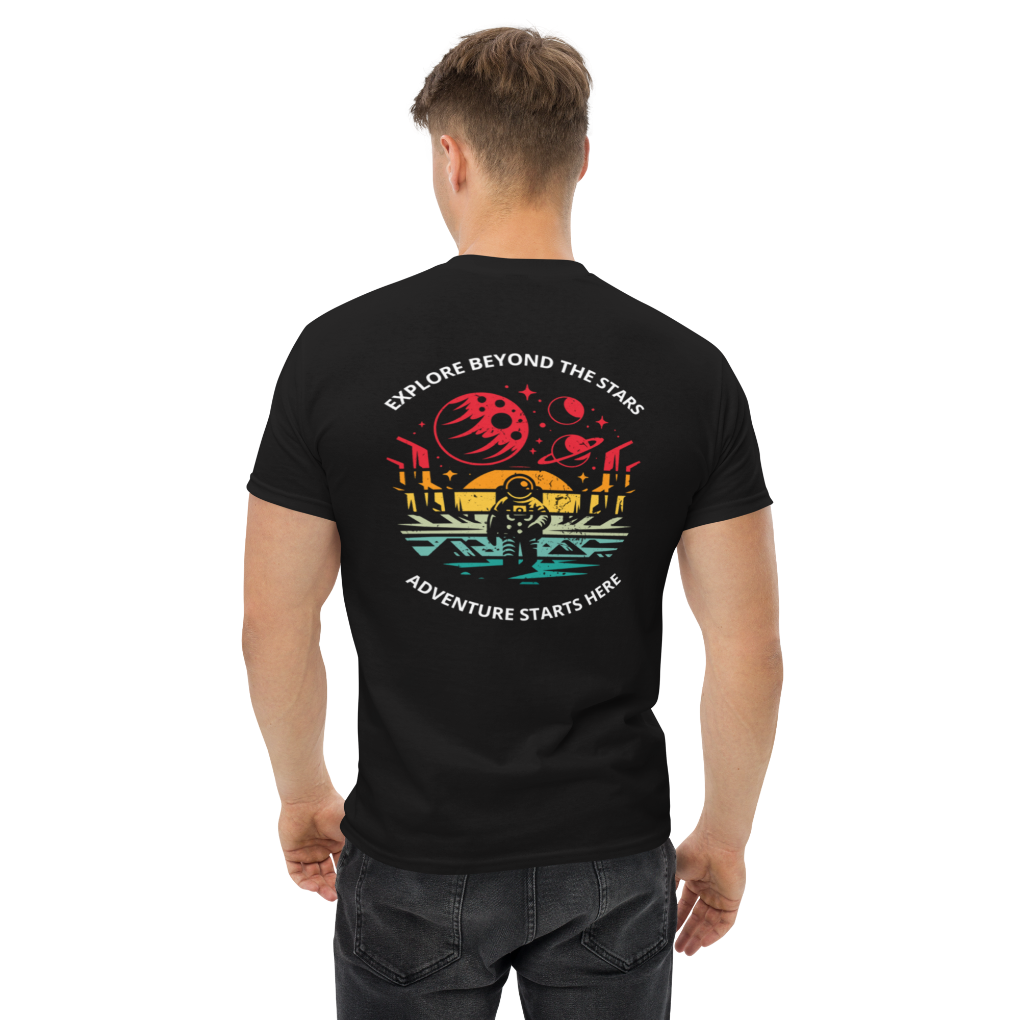 Explore Beyond the Stars Astronaut Graphic Tee for Space Lovers