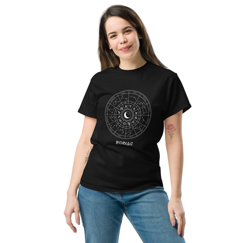 Celestial Zodiac Wheel Tee - Unique Astrology Graphic T-Shirt