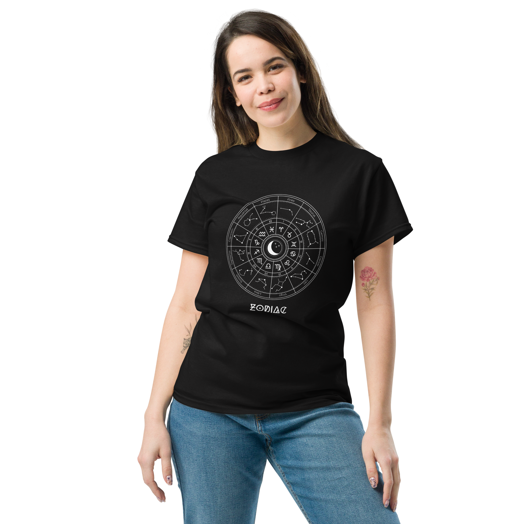 Celestial Zodiac Wheel Tee - Unique Astrology Graphic T-Shirt