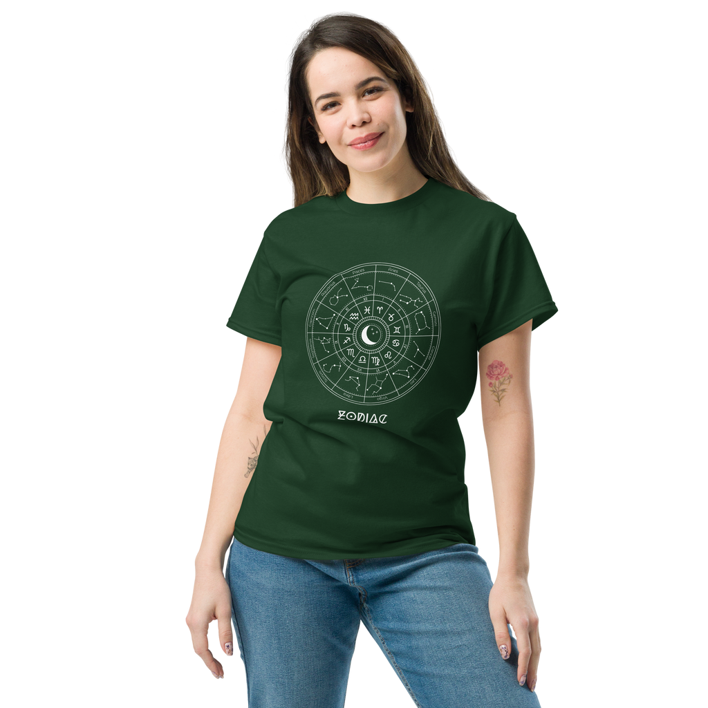 Celestial Zodiac Wheel Tee - Unique Astrology Graphic T-Shirt