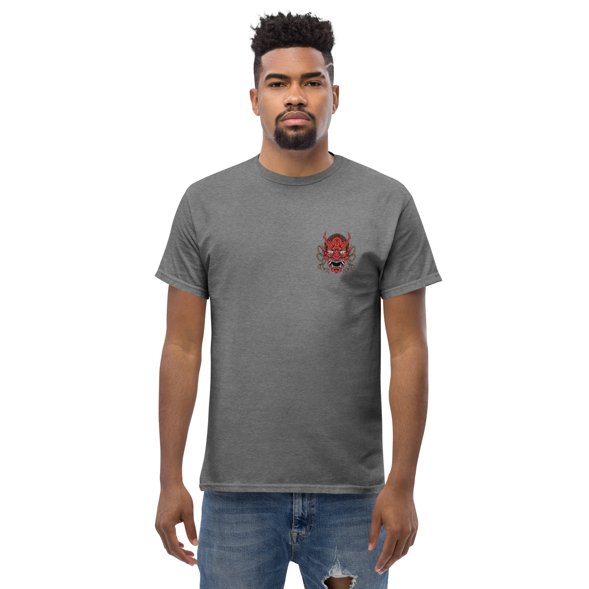 Oni Samurai Mask T-Shirt - Unique Graphic Tee for Bold Style