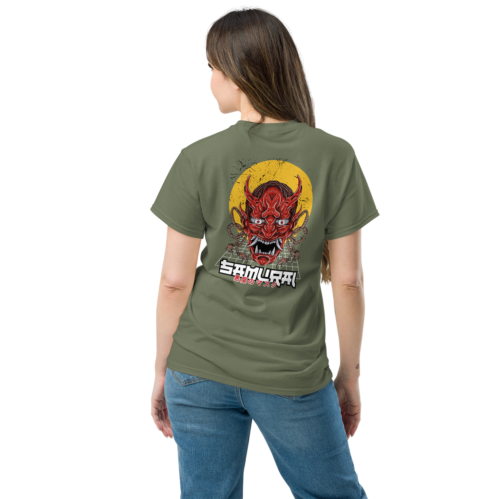 Oni Samurai Mask T-Shirt - Unique Graphic Tee for Bold Style
