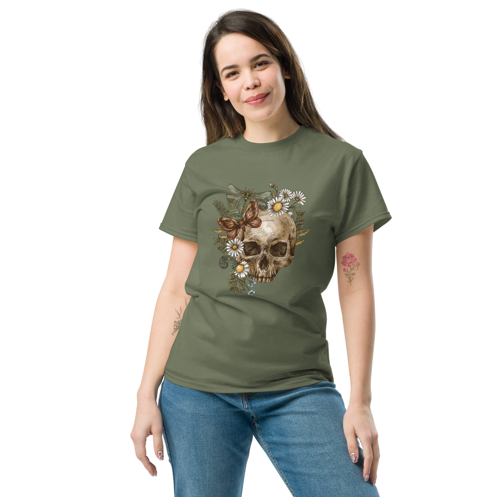 Botanical Skull T-Shirt - Heavyweight Style and Comfort for Trendsetters