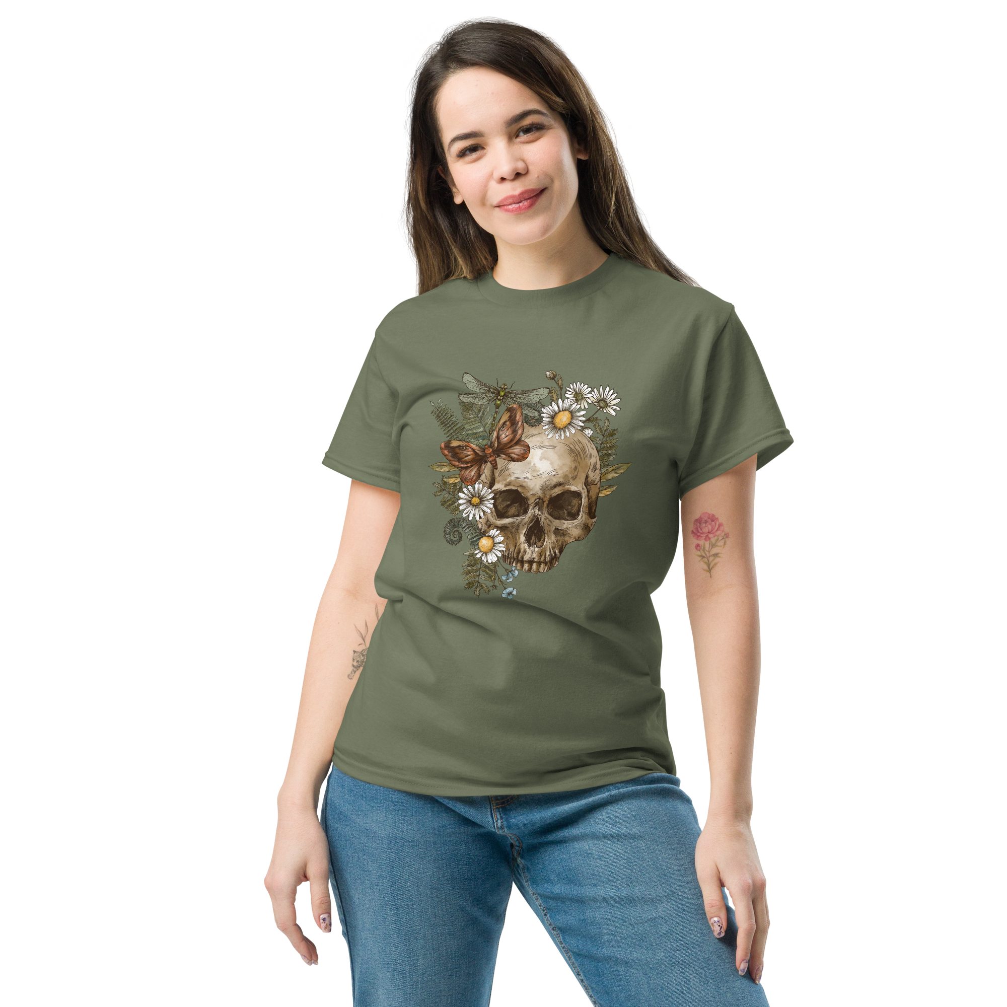 Botanical Skull T-Shirt - Heavyweight Style and Comfort for Trendsetters