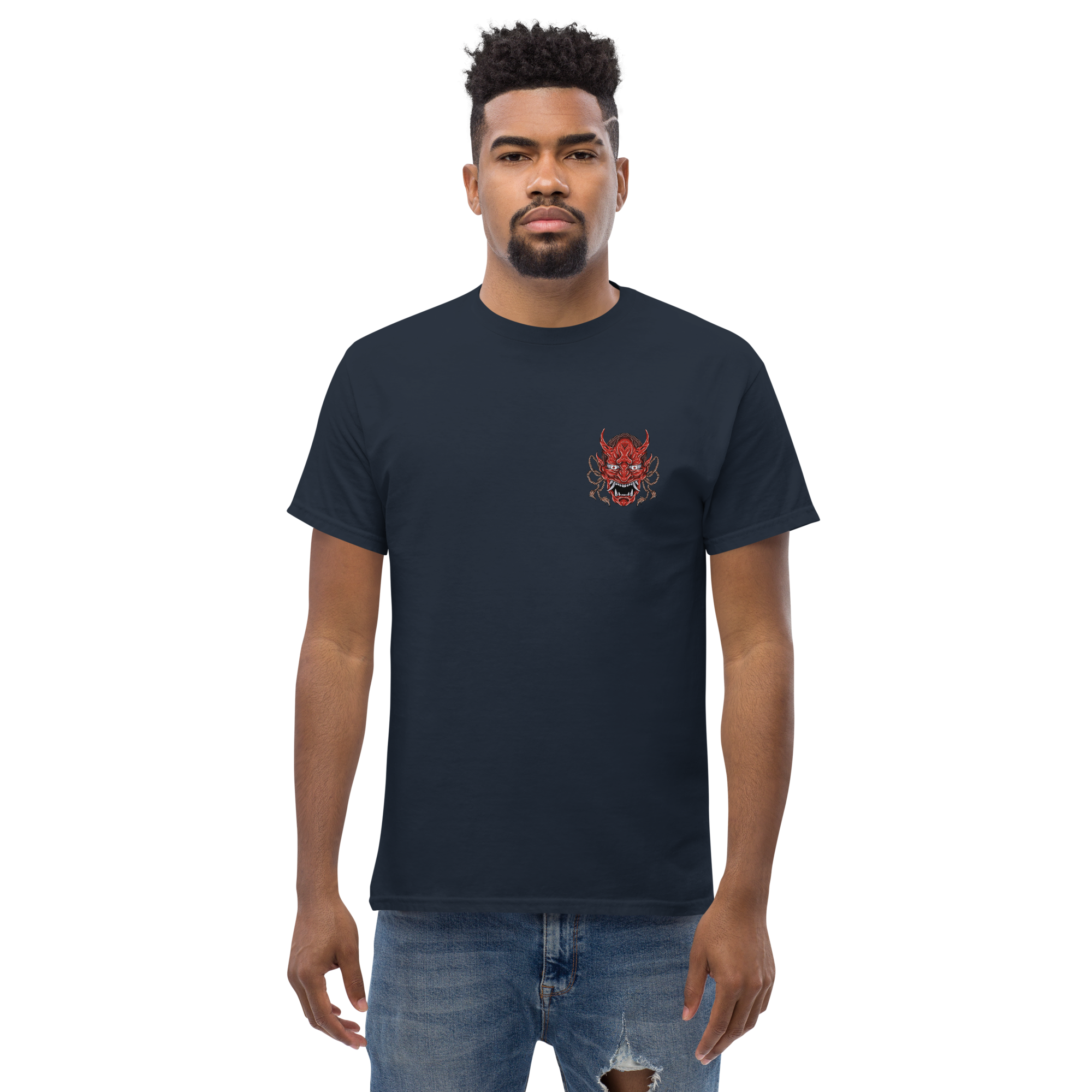 Oni Samurai Mask T-Shirt - Unique Graphic Tee for Bold Style