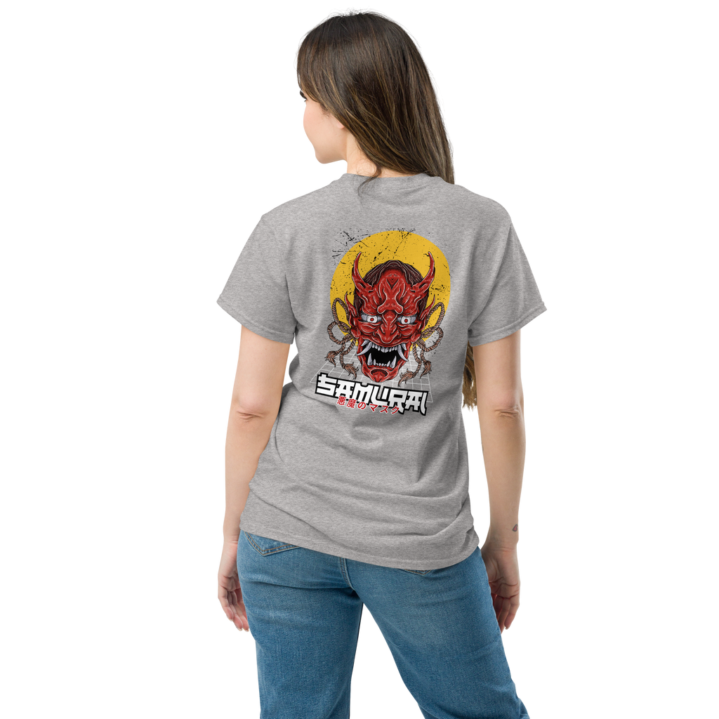 Oni Samurai Mask T-Shirt - Unique Graphic Tee for Bold Style