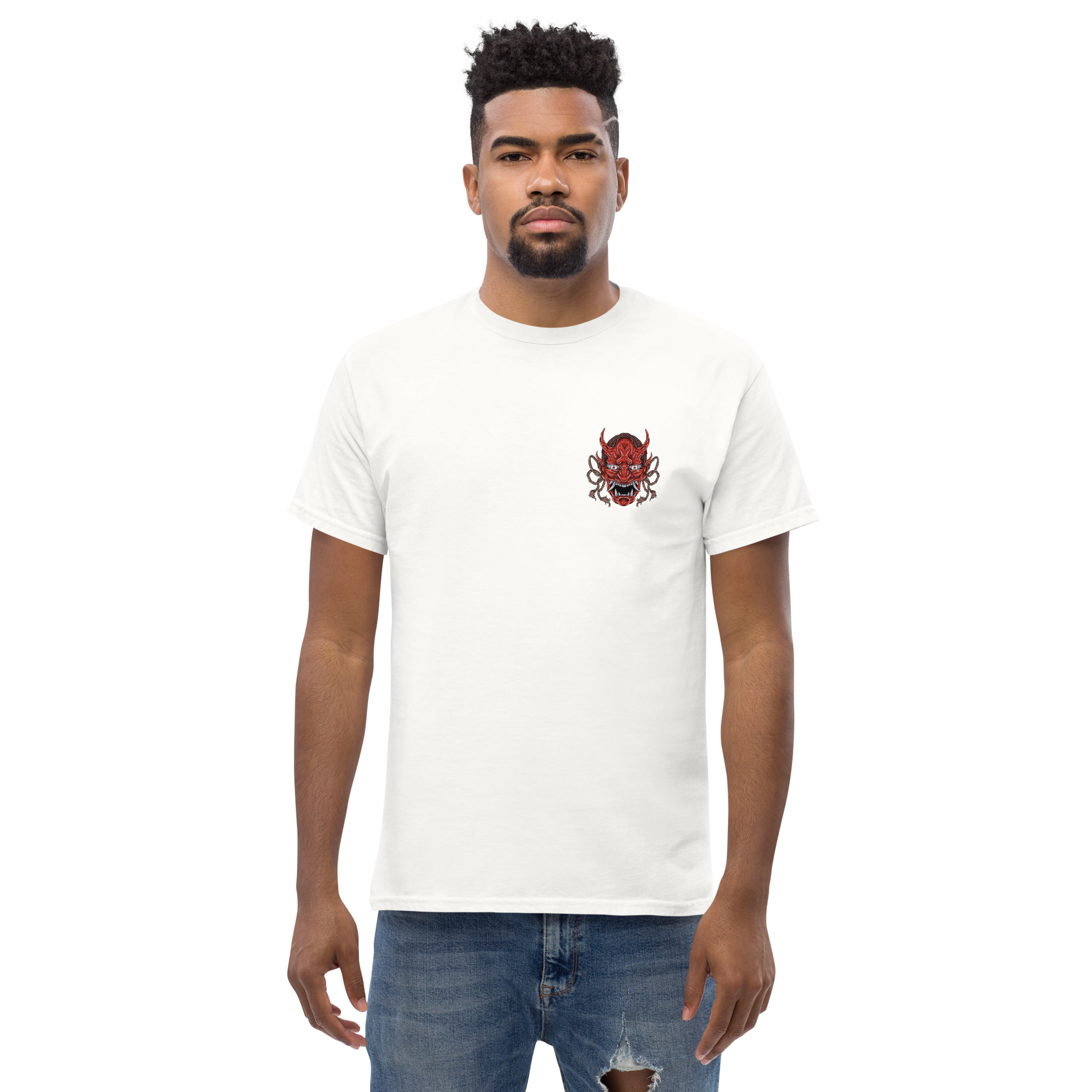 Oni Samurai Mask T-Shirt - Unique Graphic Tee for Bold Style